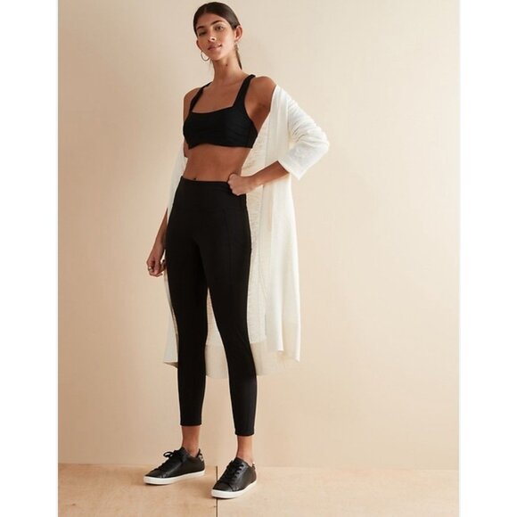 Banana Republic Women’s High Rise Leggings 7/8 Length Size Medium Black Athletic - Picture 3 of 12